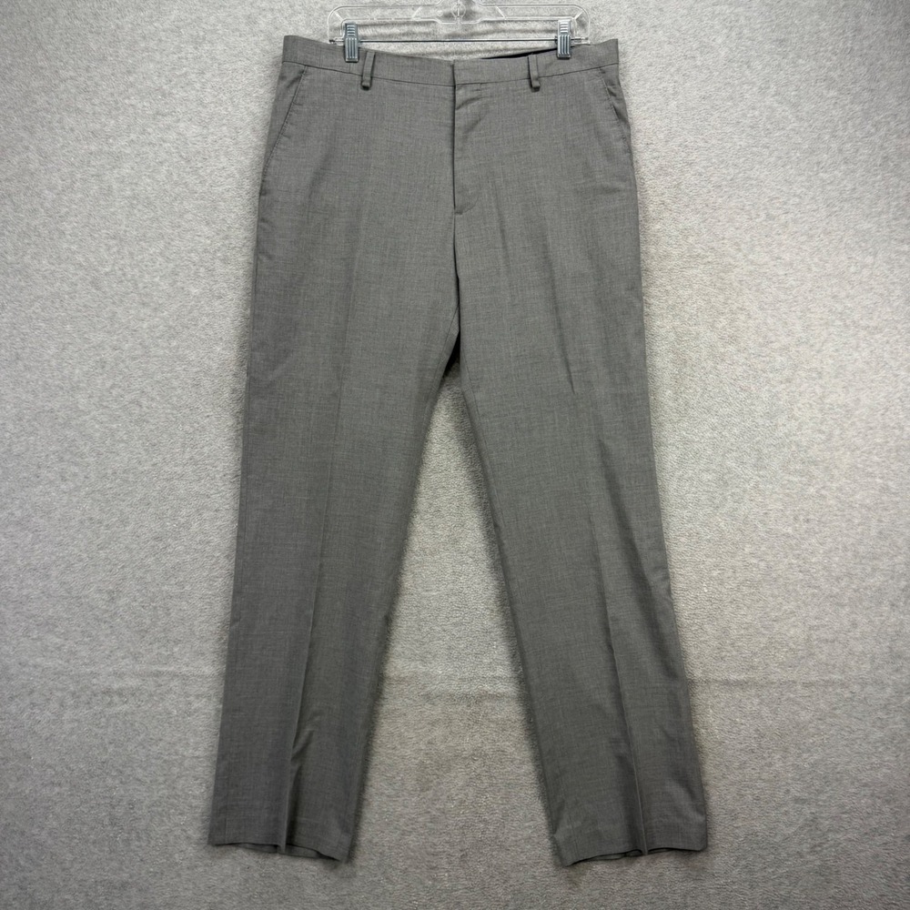 Banana Republic Dress Pants Mens 34x32 Grey Tailored Fit Flat Front Trousers